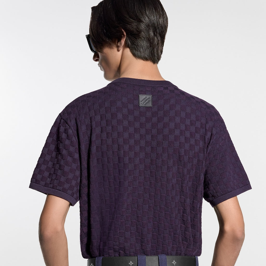 Damier Jacquard Short-Sleeved Crewneck