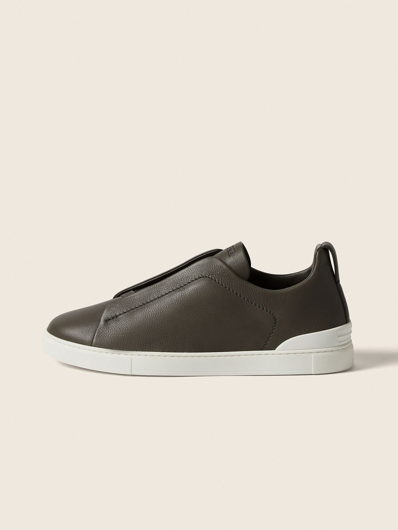 ZEGNA Dark Taupe Triple Stitch SECONDSKIN Sneaker