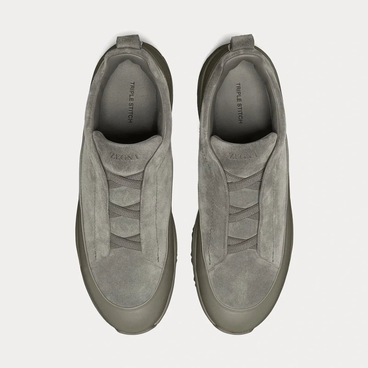 Espadrilles Zegna - Triple Stitch™ - Monte en Cuir et Veau Velours - Gris