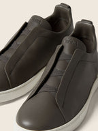 ZEGNA Dark Taupe Triple Stitch SECONDSKIN Sneaker