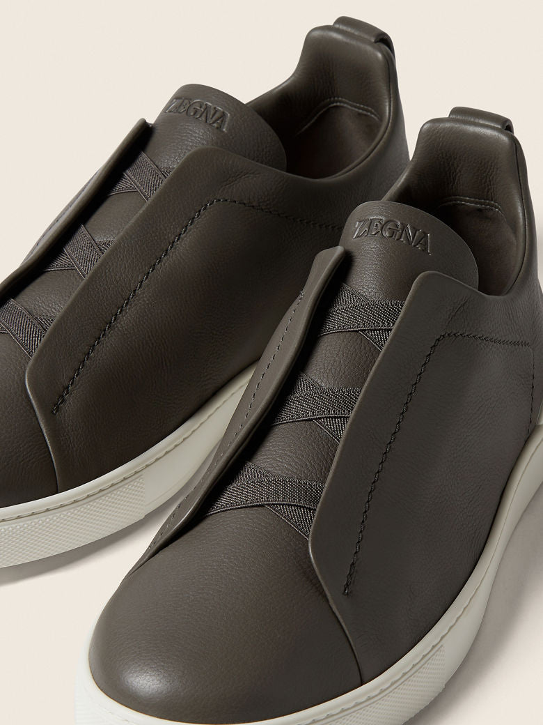 ZEGNA Dark Taupe Triple Stitch SECONDSKIN Sneaker