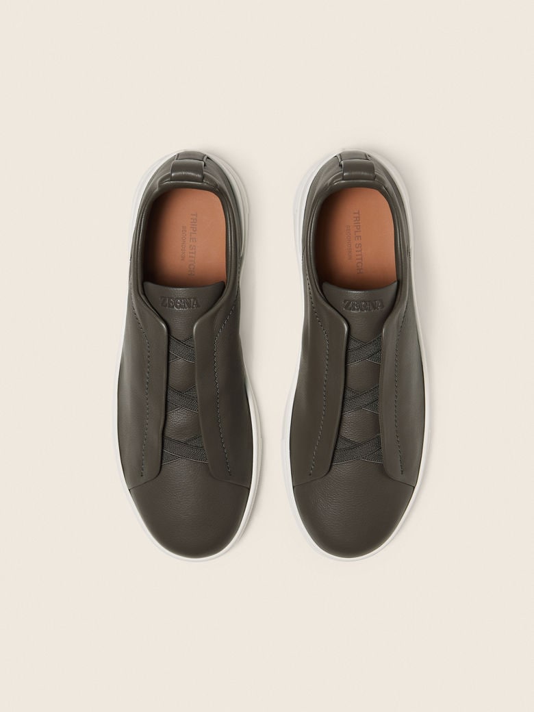 ZEGNA Dark Taupe Triple Stitch SECONDSKIN Sneaker