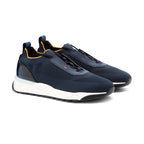 Santoni stretch knit sneaker midnight blue