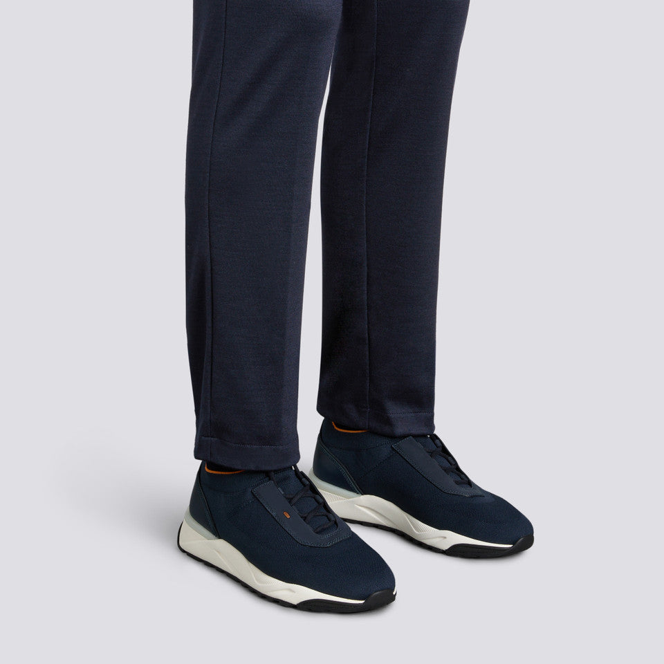 Santoni stretch knit sneaker midnight blue