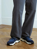 SNEAKERS BERLUTI SHADOW EN MAILLE STRETCH CUIR EN BLEU MAJORELLE