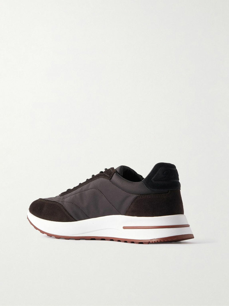 Loro Piana - Weekend Walk Suede-Trimmed Shell Sneakers - Black