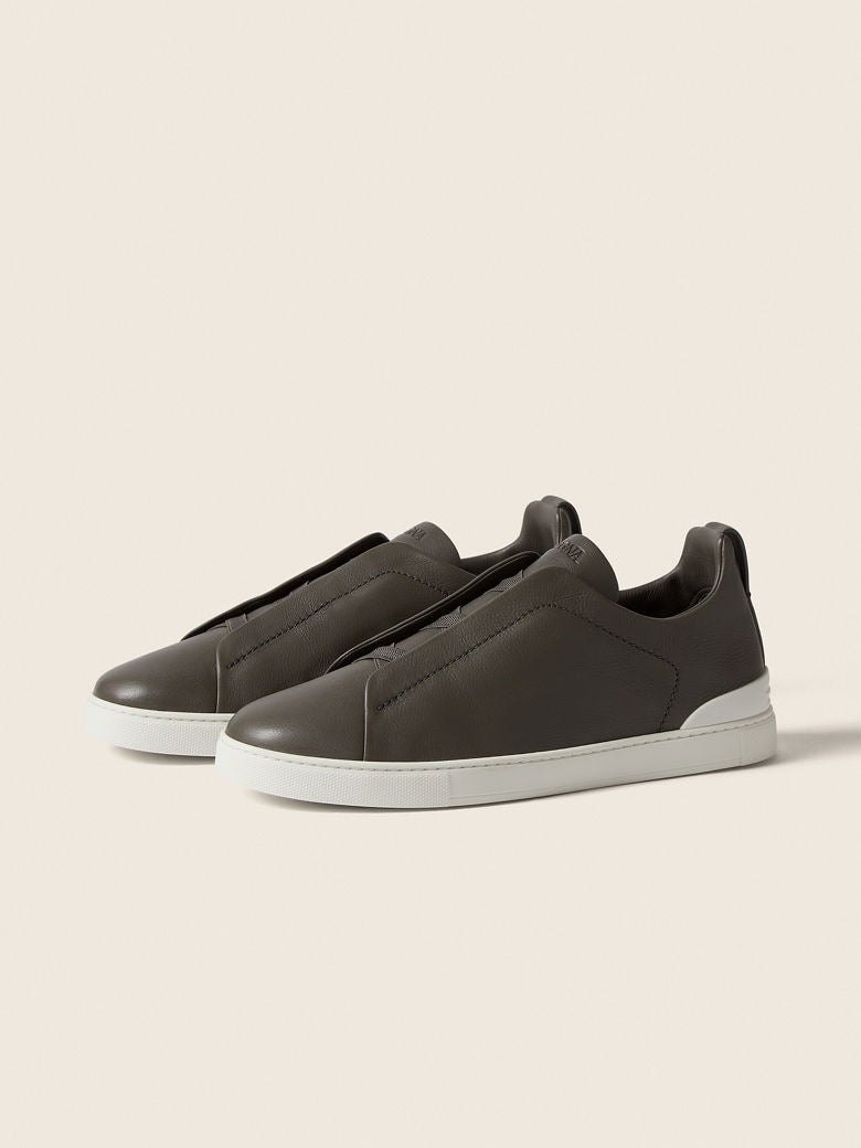 ZEGNA Dark Taupe Triple Stitch SECONDSKIN Sneaker