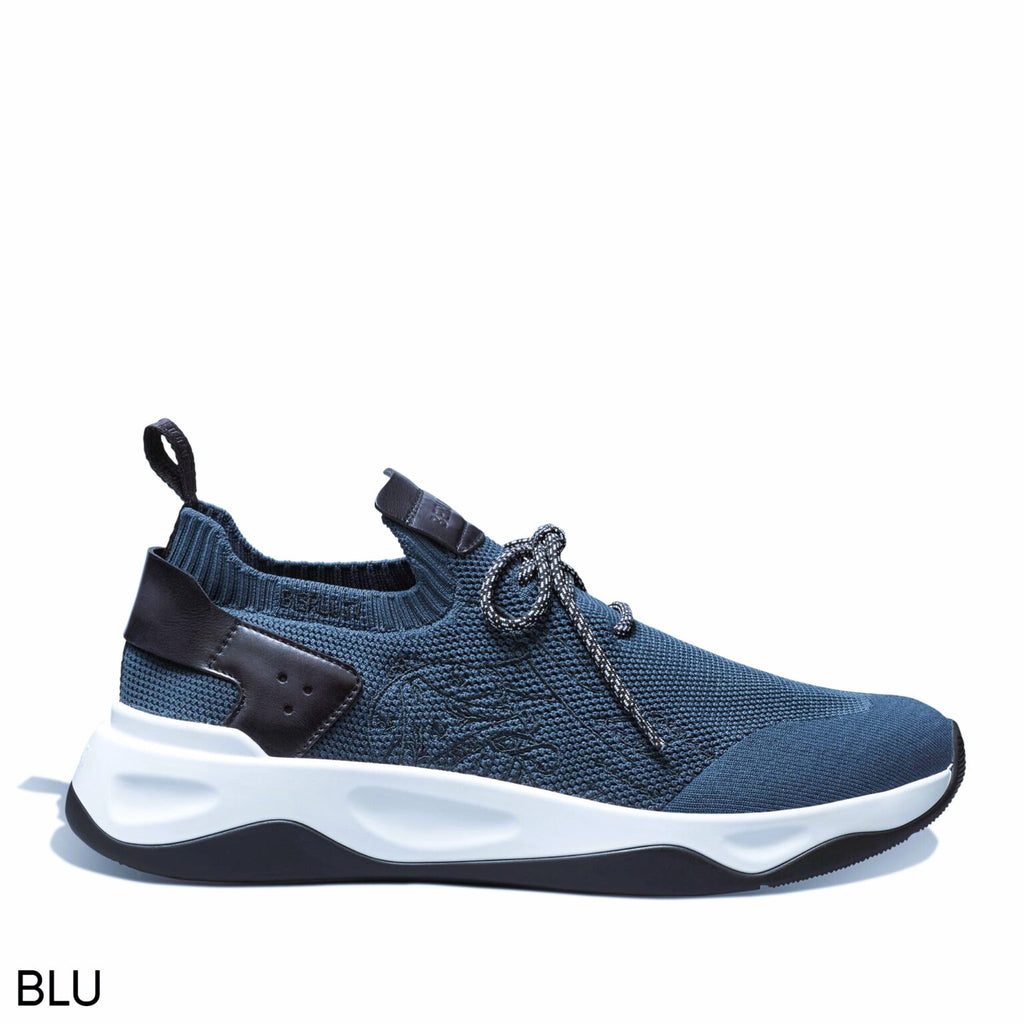 SNEAKER BERLUTI SHADOW EN MAILLE ET CUIR EN NUANCES DE BLEU