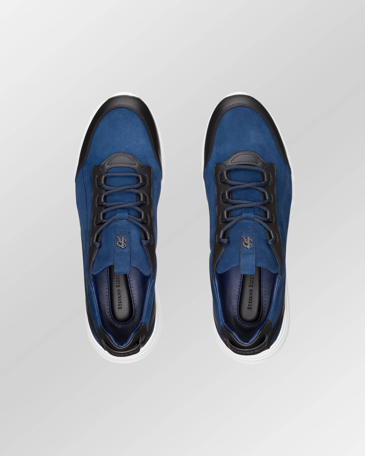 Stefano Ricci Blue Leather and Suede Combination Sneaker