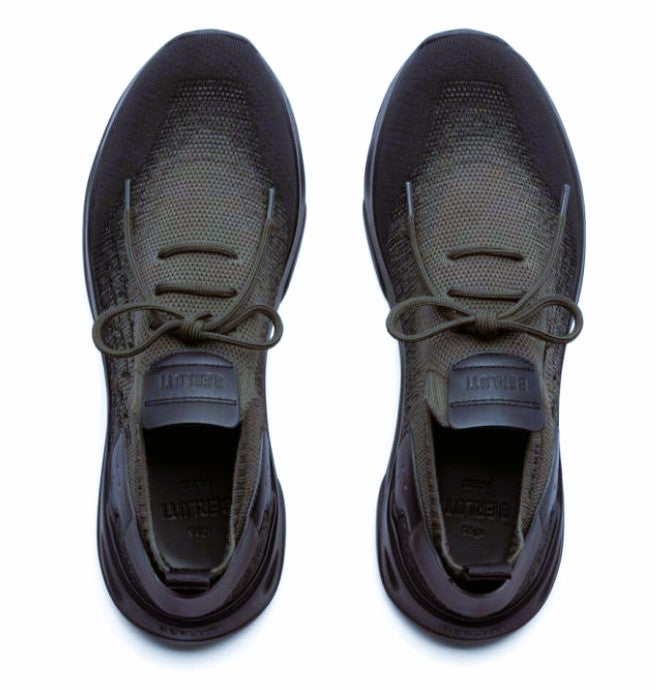 SNEAKERS BERLUTI SHADOW EN MAILLE STRETCH CUIR EN MARRON CLAIR