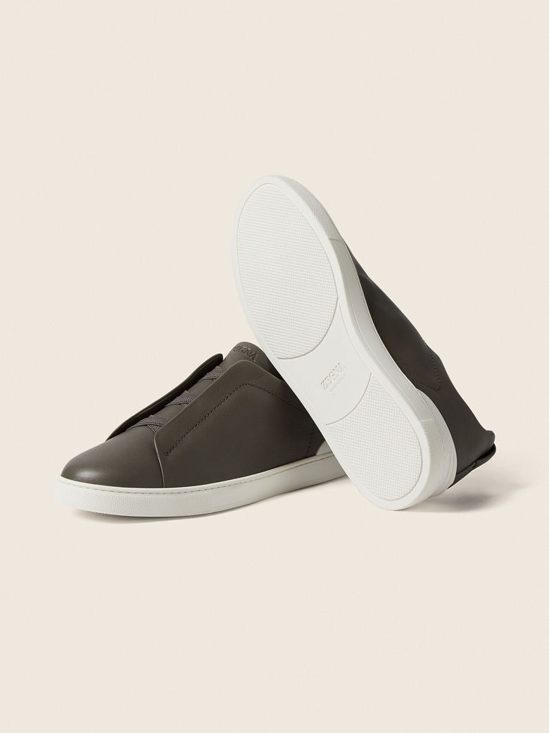 ZEGNA Dark Taupe Triple Stitch SECONDSKIN Sneaker