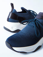 SNEAKERS BERLUTI SHADOW EN MAILLE STRETCH CUIR EN BLEU MAJORELLE