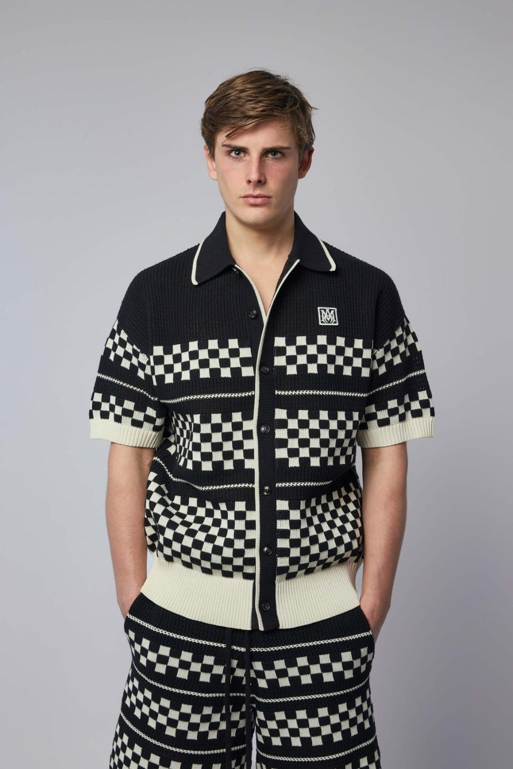 Amiri Checkered Mesh Shirt.
